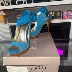 Bakers Turquoise Suede Heels